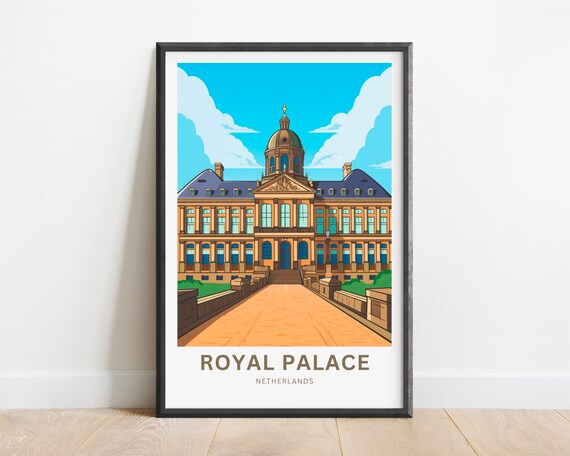 Royal Palace Netherlands Domed Landmark Facade Travel Poster