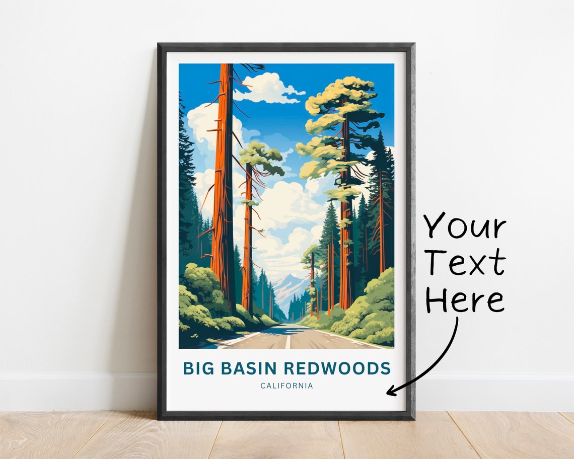 Personalized Big Basin Redwoods California Forest Road Travel Poster