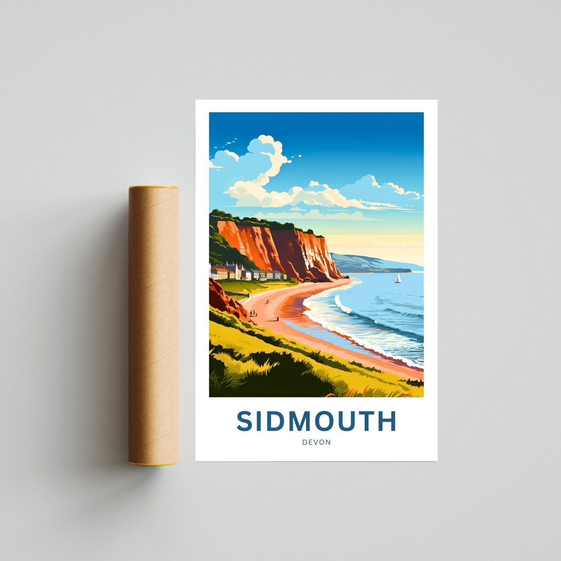 Personalized Sidmouth Devon Curved Bay and Seaside Town Poster - Image 4