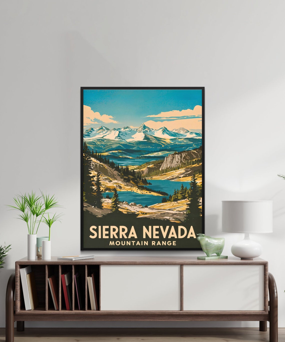Sierra Nevada Mountain Range Alpine Lake Vintage Travel Poster - Image 2