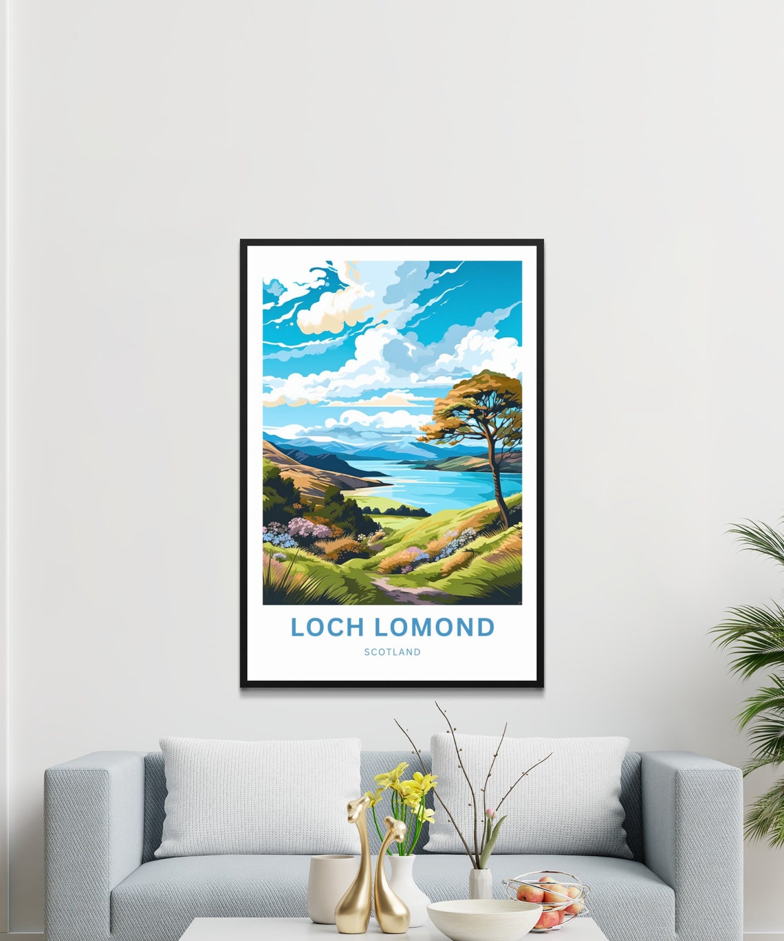 Loch Lomond Scotland Rolling Hills Personalized Travel Poster - Image 2