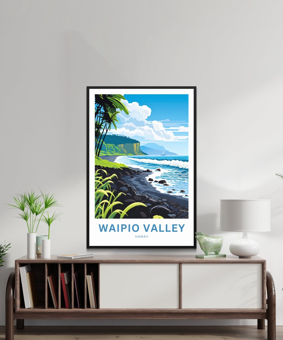 Waipio Valley Hawaii Volcanic Black Sand Beach Personalized Poster - Image 2