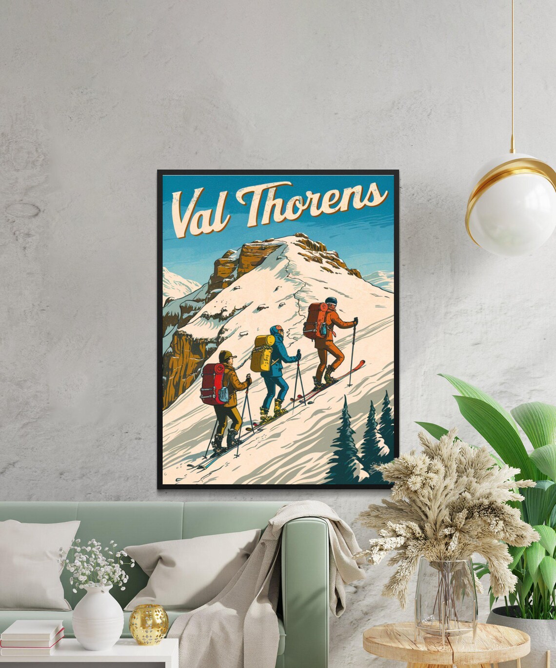 Val Thorens France Vintage Ski Touring Backcountry Art Travel Poster - Image 3