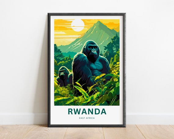 Rwanda Travel Print Rwanda Poster East Africa Wall Art Framed Present Gift United Africa Decor Custom Text Personalized