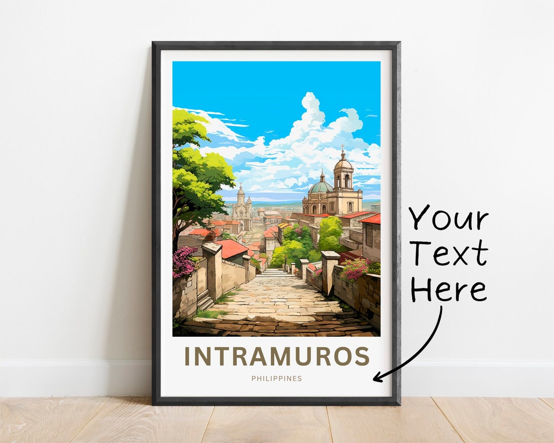 Intramuros Philippines Colonial Cobblestone Street Personalized Poster