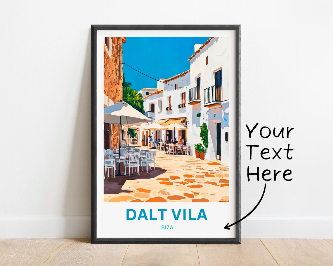Dalt Vila Ibiza Old Town Street Cafe Personalized Travel Poster