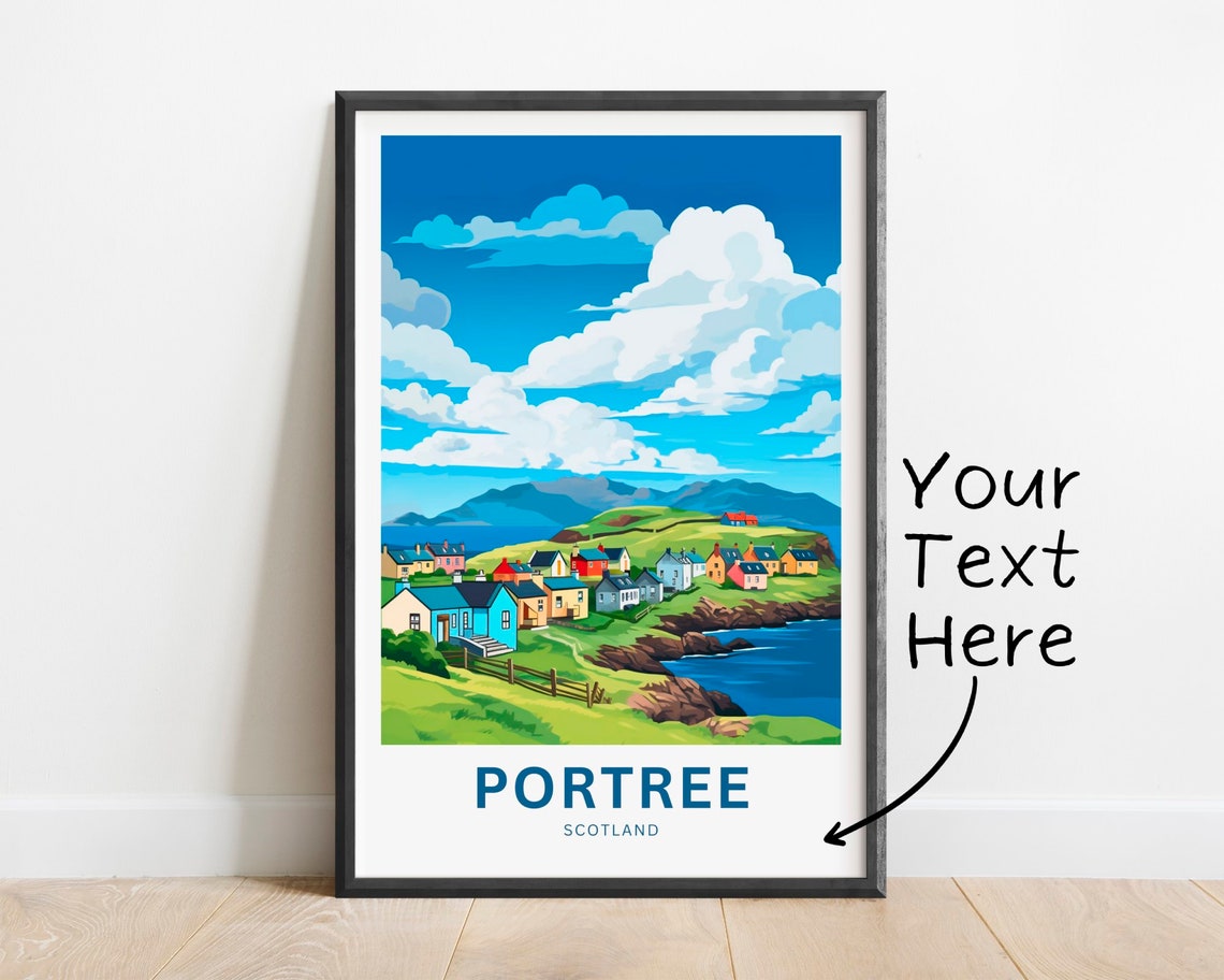 Portree Scotland Cottages Personalized Custom Text Gift Poster