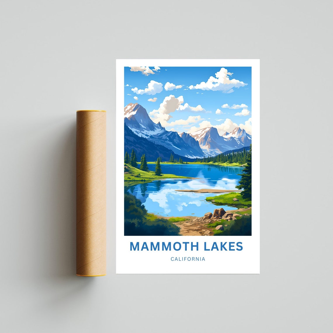 Personalized Mammoth Lakes California Alpine Lake Custom Travel Poster - Image 2