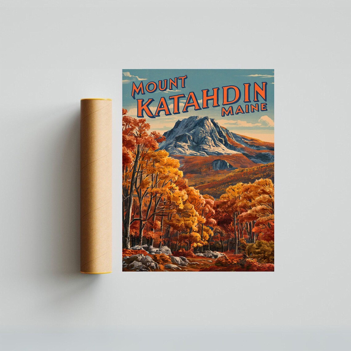 Mount Katahdin Vintage Travel Poster, Maine Wall Art - Image 3