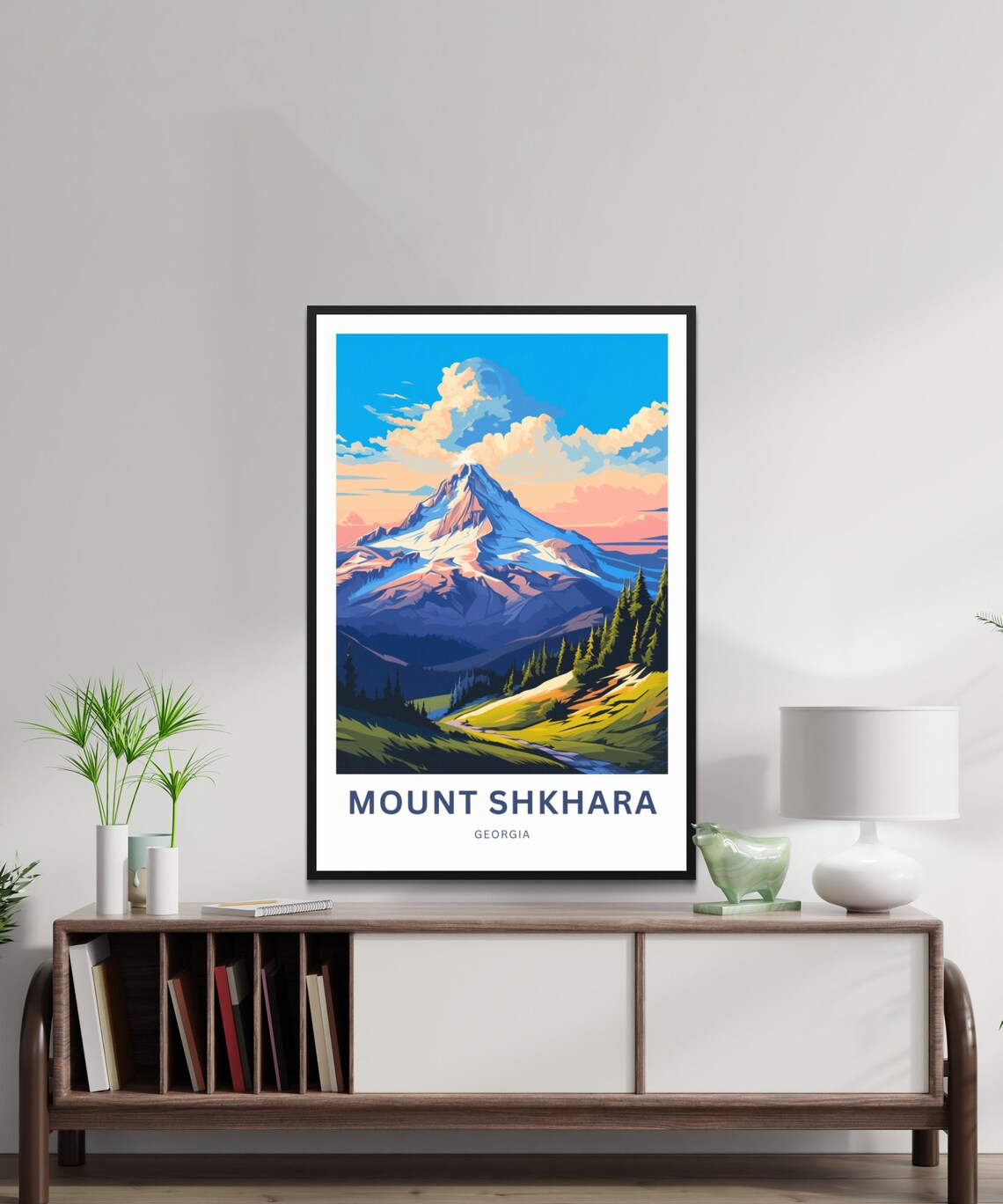 Mount Shkhara Pink Sunrise Glacier Personalized Georgia Poster - Image 2