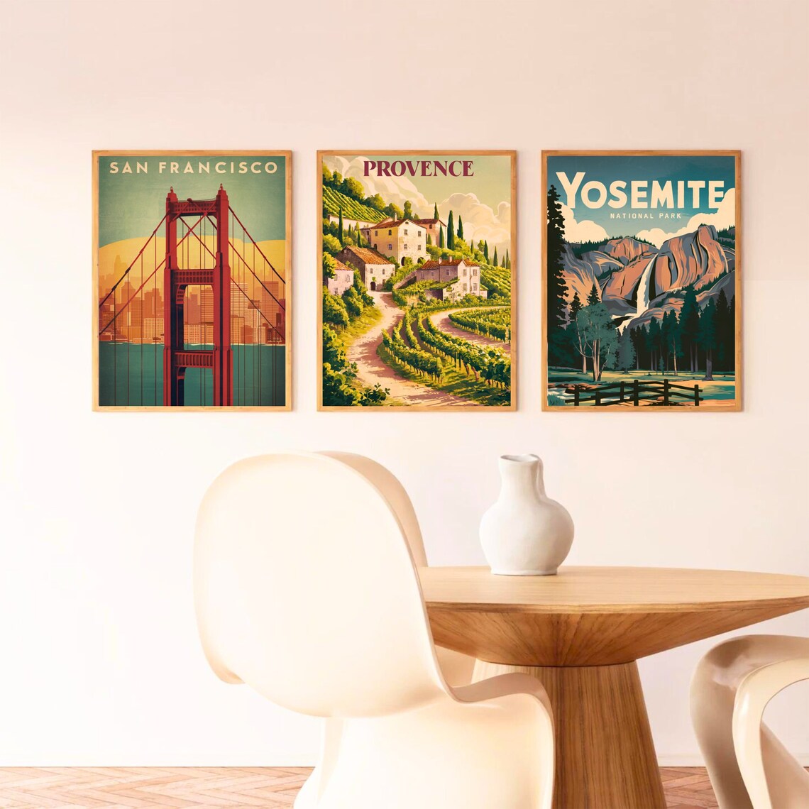 Provence Hillside Village Vineyards Cypress Trees Travel Poster - Image 3