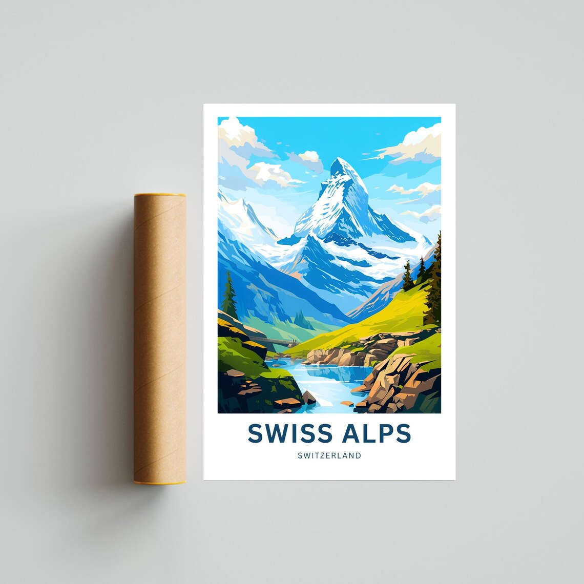 Swiss Alps Travel Poster, Switzerland Wall Art - Image 4