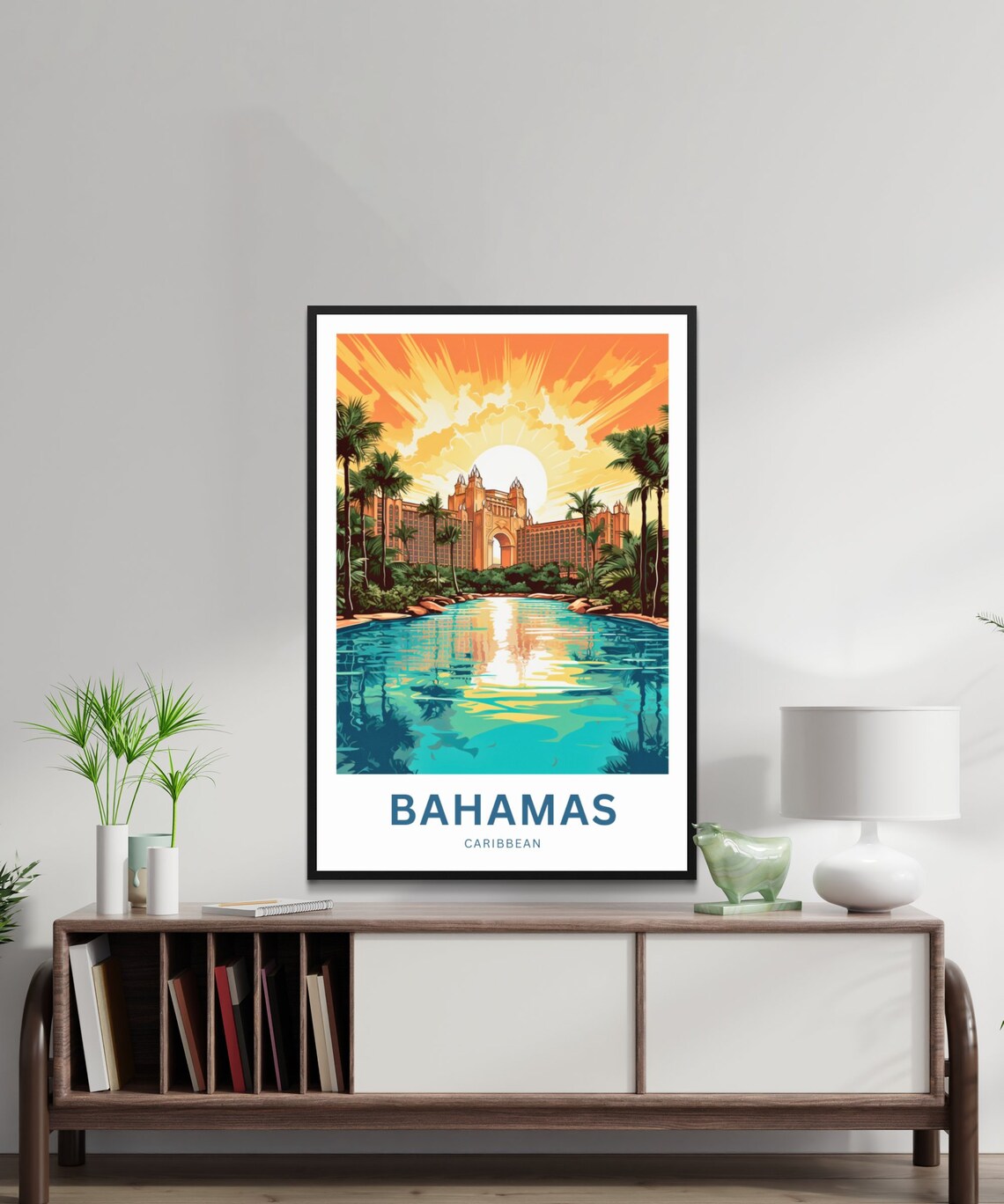 Bahamas Caribbean Atlantis Resort Sunset Lagoon Travel Poster - Image 3