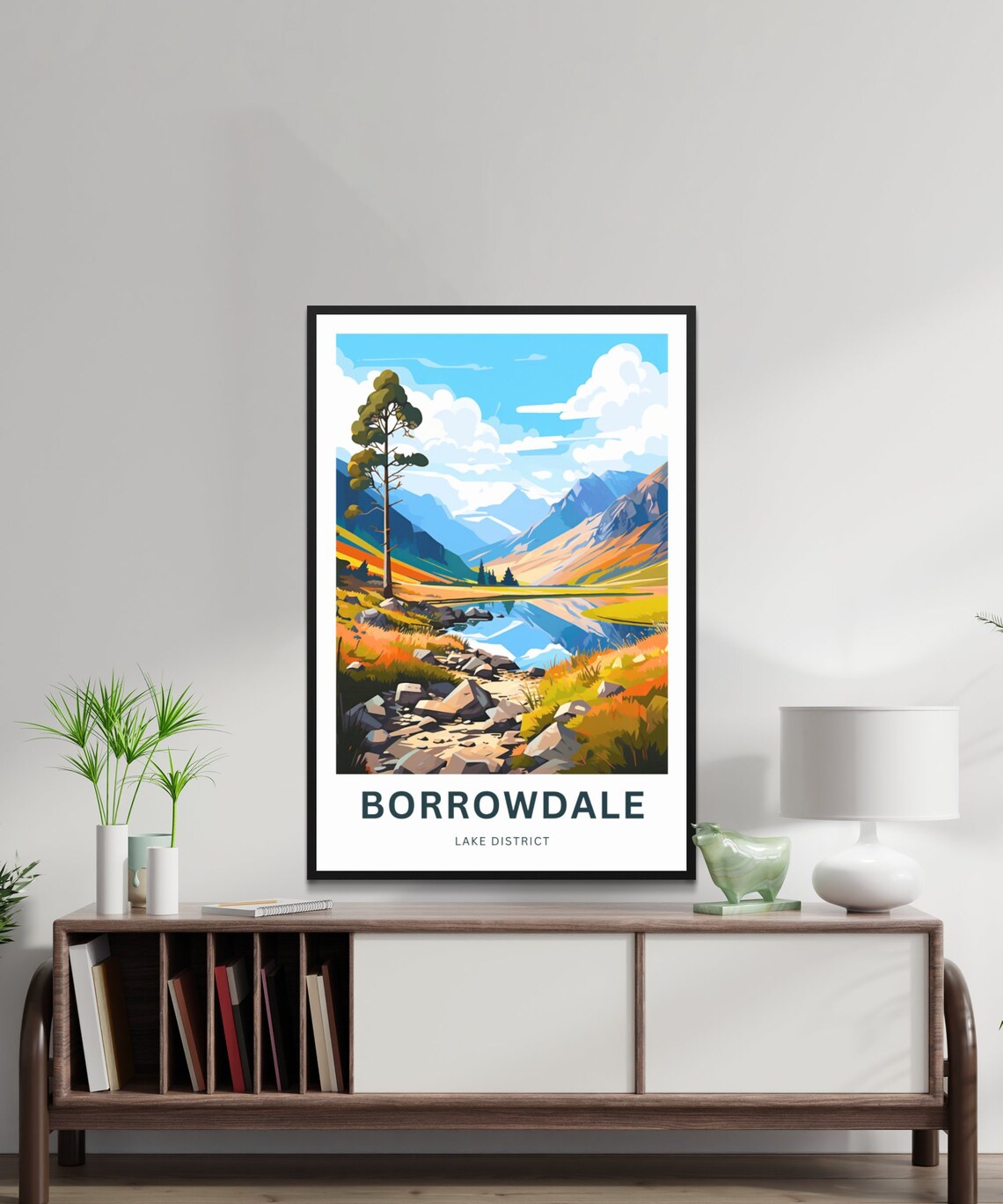 Borrowdale Lake District Autumn Mountain Stream Travel Poster - Image 2