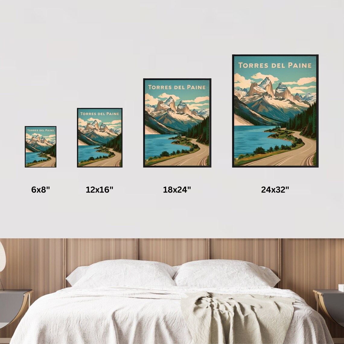 Torres Del Paine Patagonia Granite Peaks Lake Road Vintage Poster - Image 4