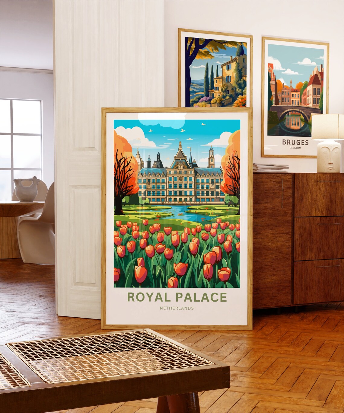 Royal Palace Netherlands Tulip Garden Grand Facade Travel Poster - Image 3