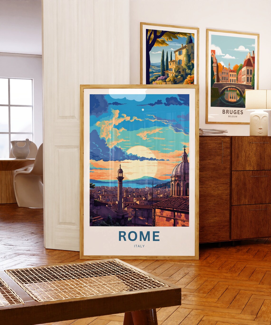 Rome Italy Sunset Rooftops Dome Bell Tower Vintage Travel Poster - Image 5
