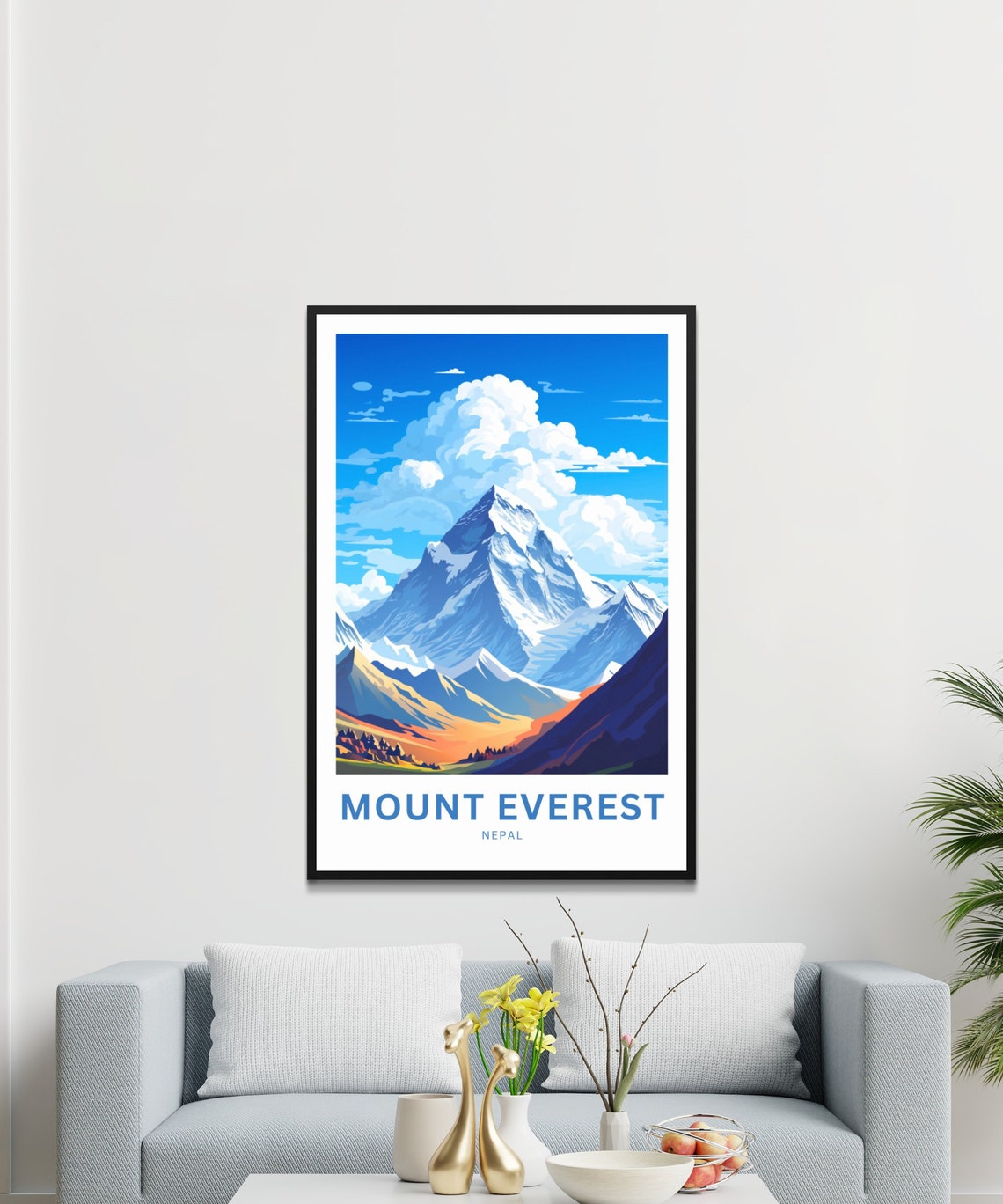 Mount Everest Nepal Snowy Himalayan Peak Blue Sky Travel Poster - Image 3