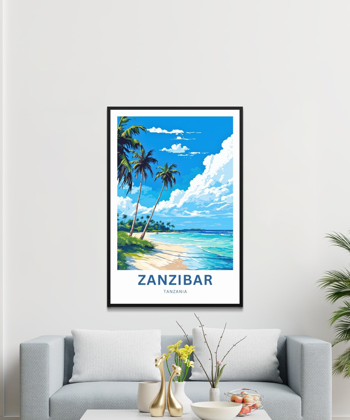 Zanzibar Tanzania Personalized Palm Beach Turquoise Waves Poster - Image 2