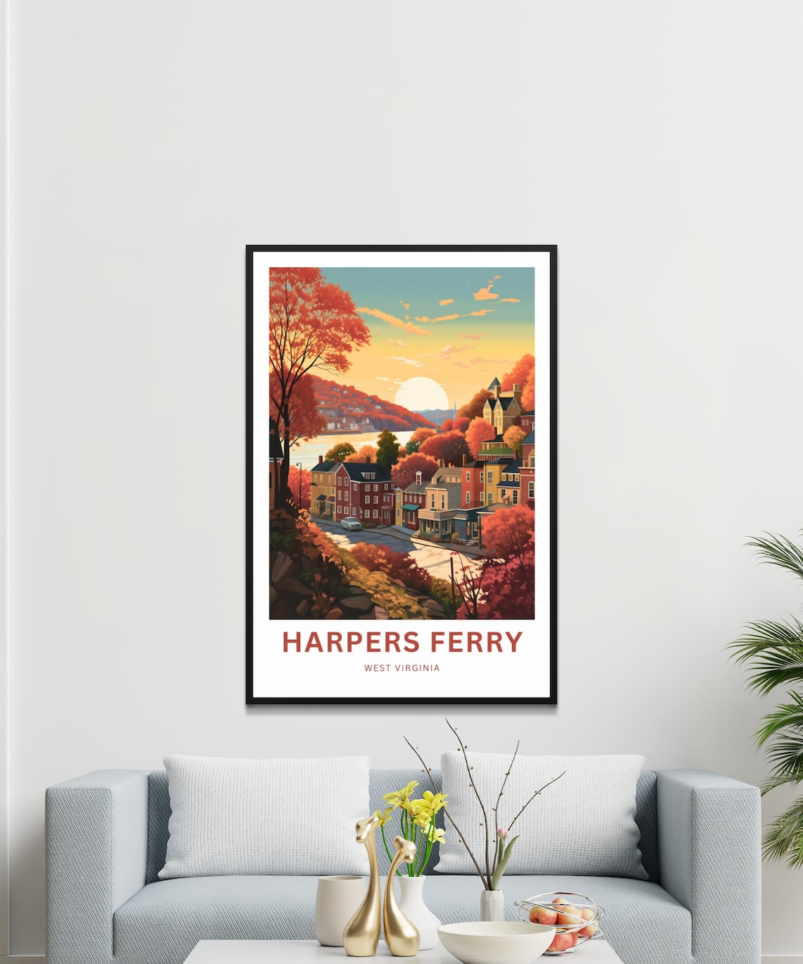 Harpers Ferry West Virginia Autumn Town Sunset Custom Travel Poster - Image 3