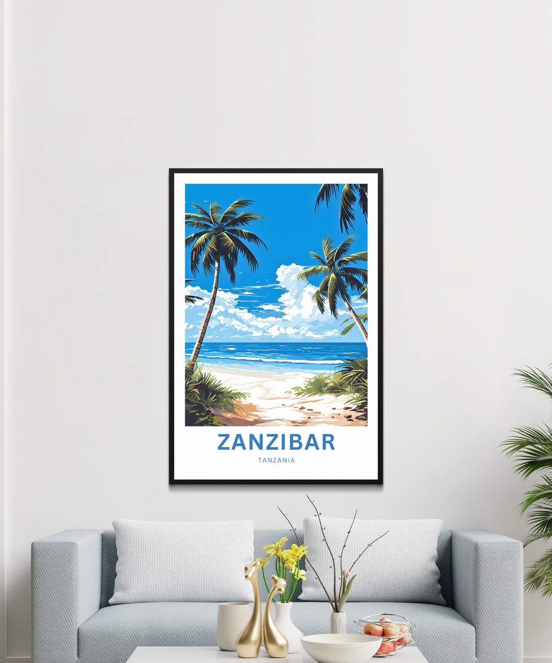 Zanzibar Tanzania Sandy Path Between Palms To The Shore Poster - Image 3