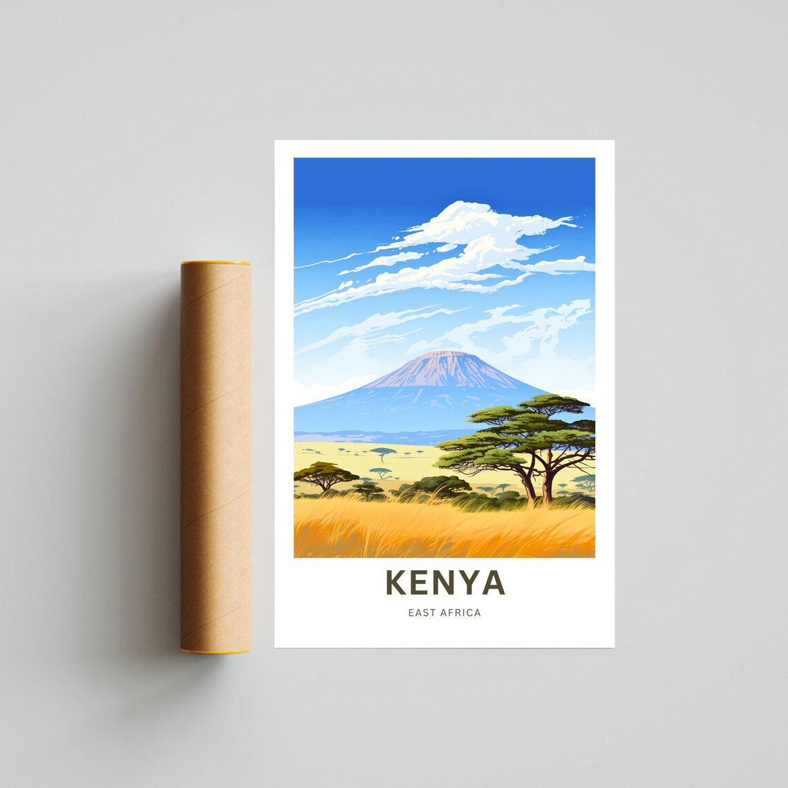 Kenya East Africa Savanna Mountain Vista Golden Grassland Poster - Image 4