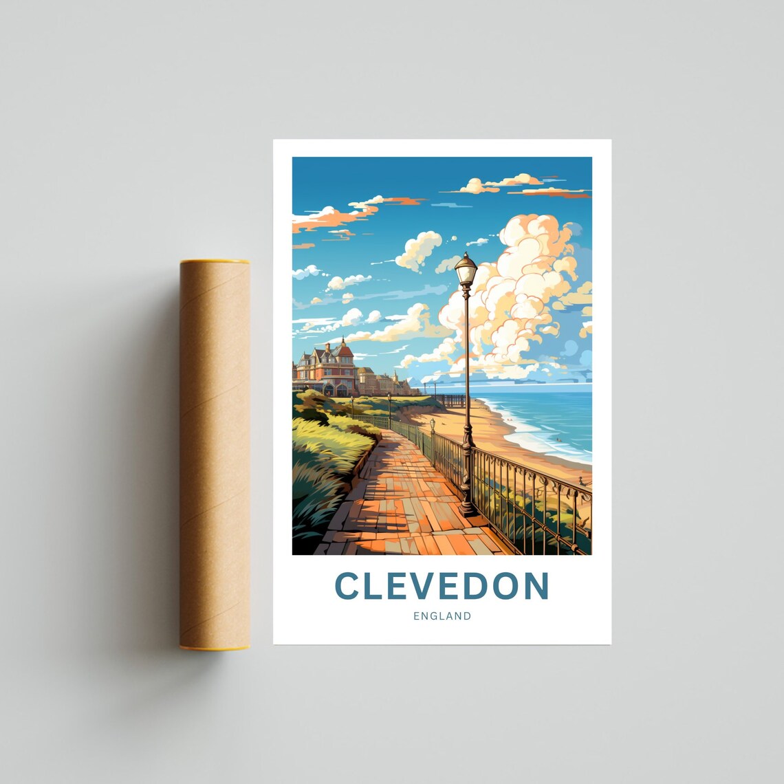 Clevedon England Seaside Promenade Vintage Coastal Travel Poster - Image 4