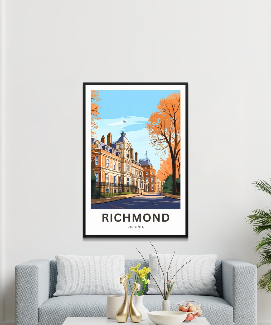 Richmond Virginia Historic Brick Mansion Autumn Travel Poster - Image 3