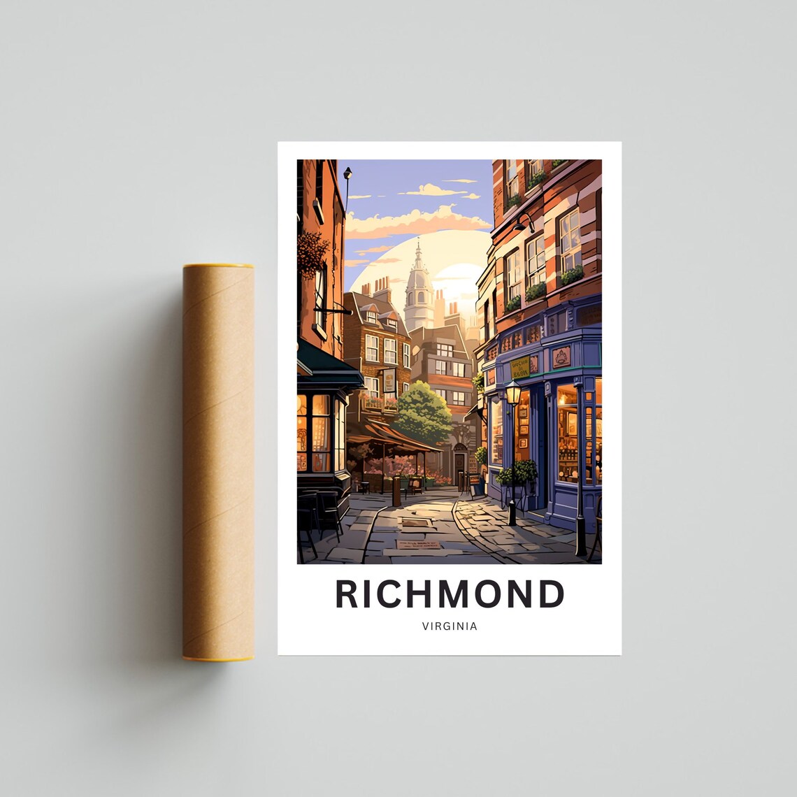 Personalized Richmond Virginia Old Town Street Custom Travel Poster - Image 4