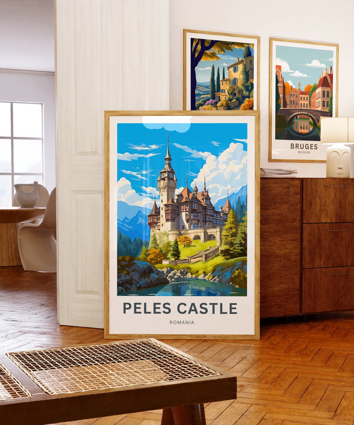 Peles Castle Romania Fairytale Palace Autumn Hills Art Poster - Image 5