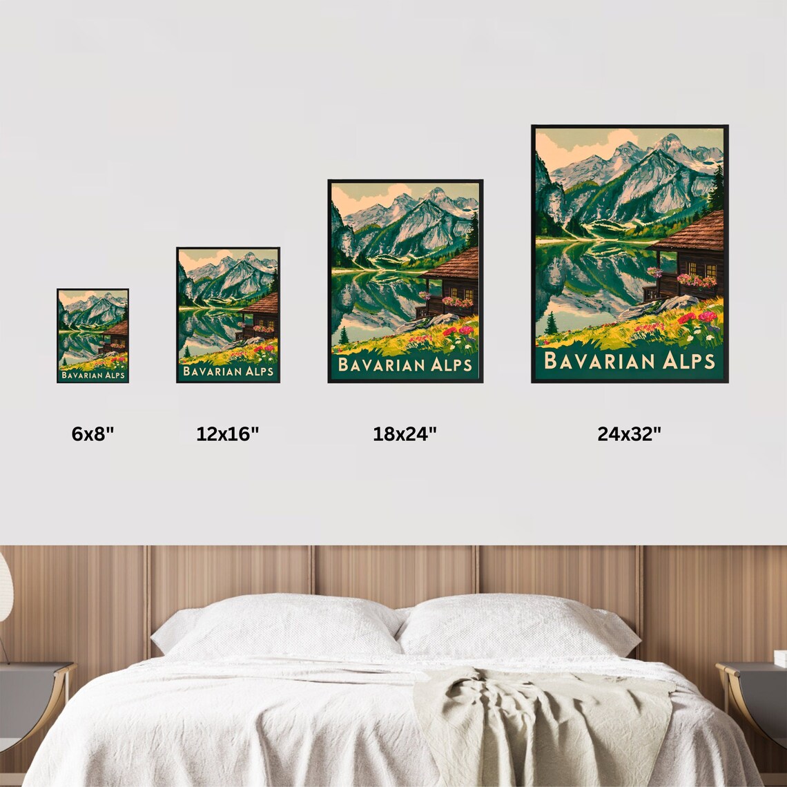Bavarian Alps Vintage Travel Poster, Germany - Image 3