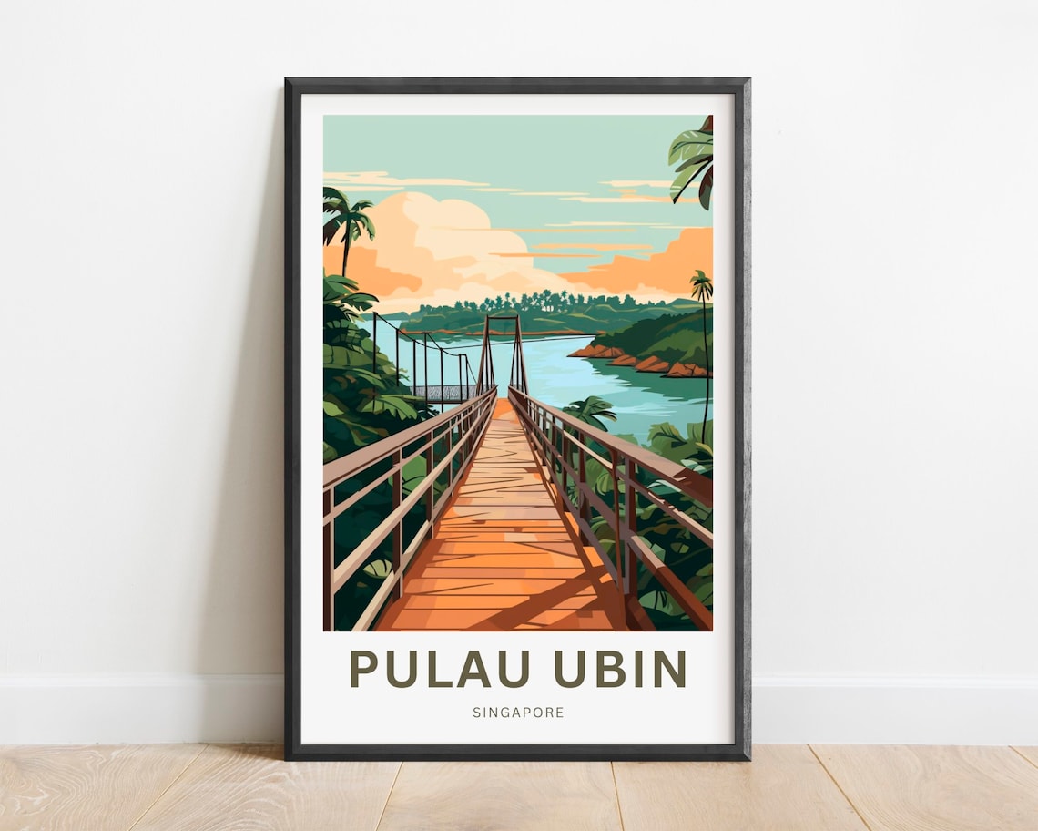 Pulau Ubin Travel Poster, Singapore Wall Art
