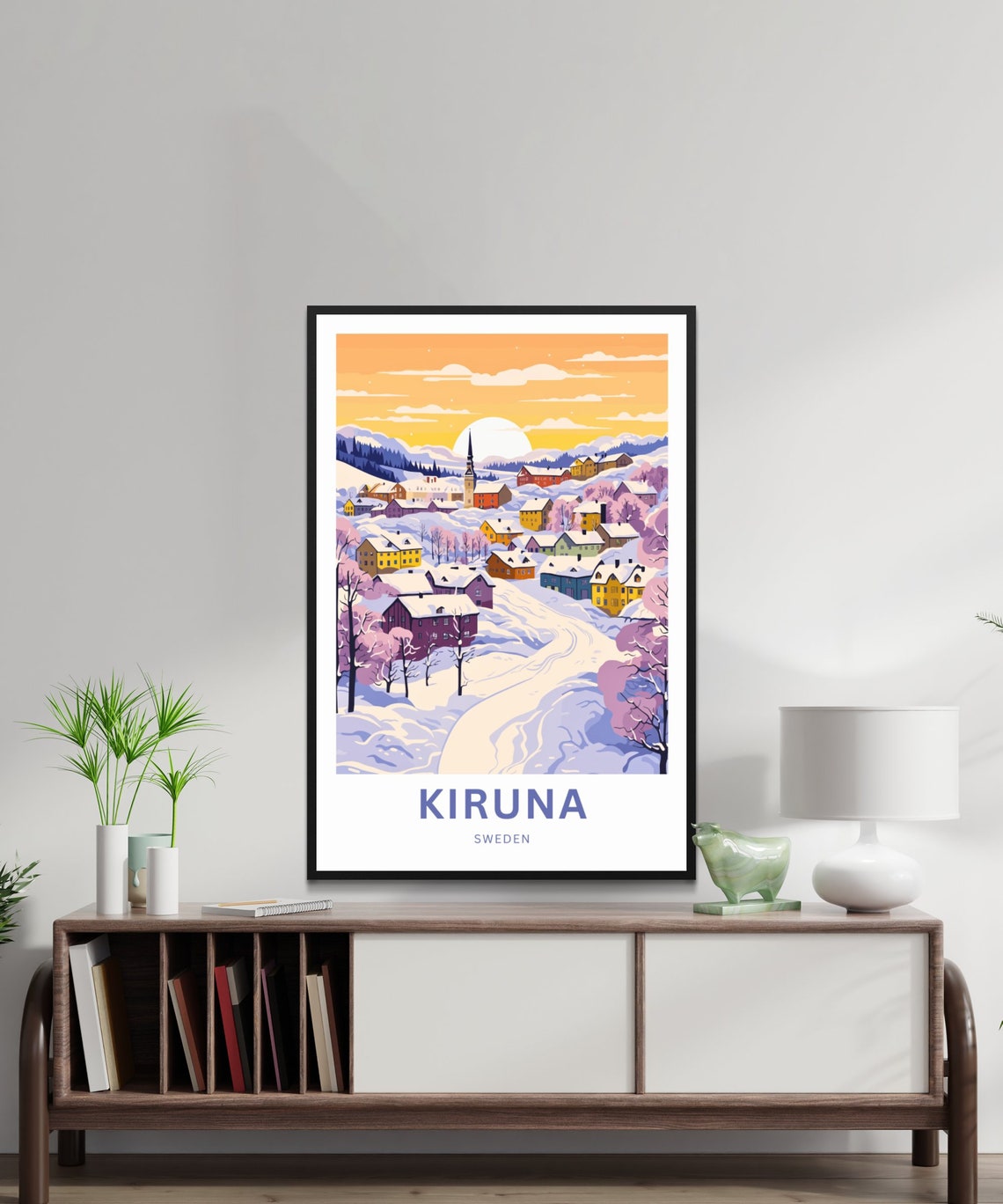 Kiruna Sweden Snowy Town Orange Sunset Sky Personalized Poster - Image 2