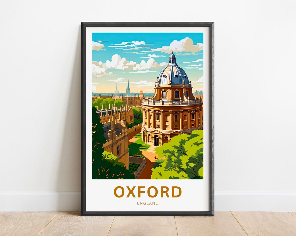 Oxford England Radcliffe Camera Dome University Spires Vintage Poster