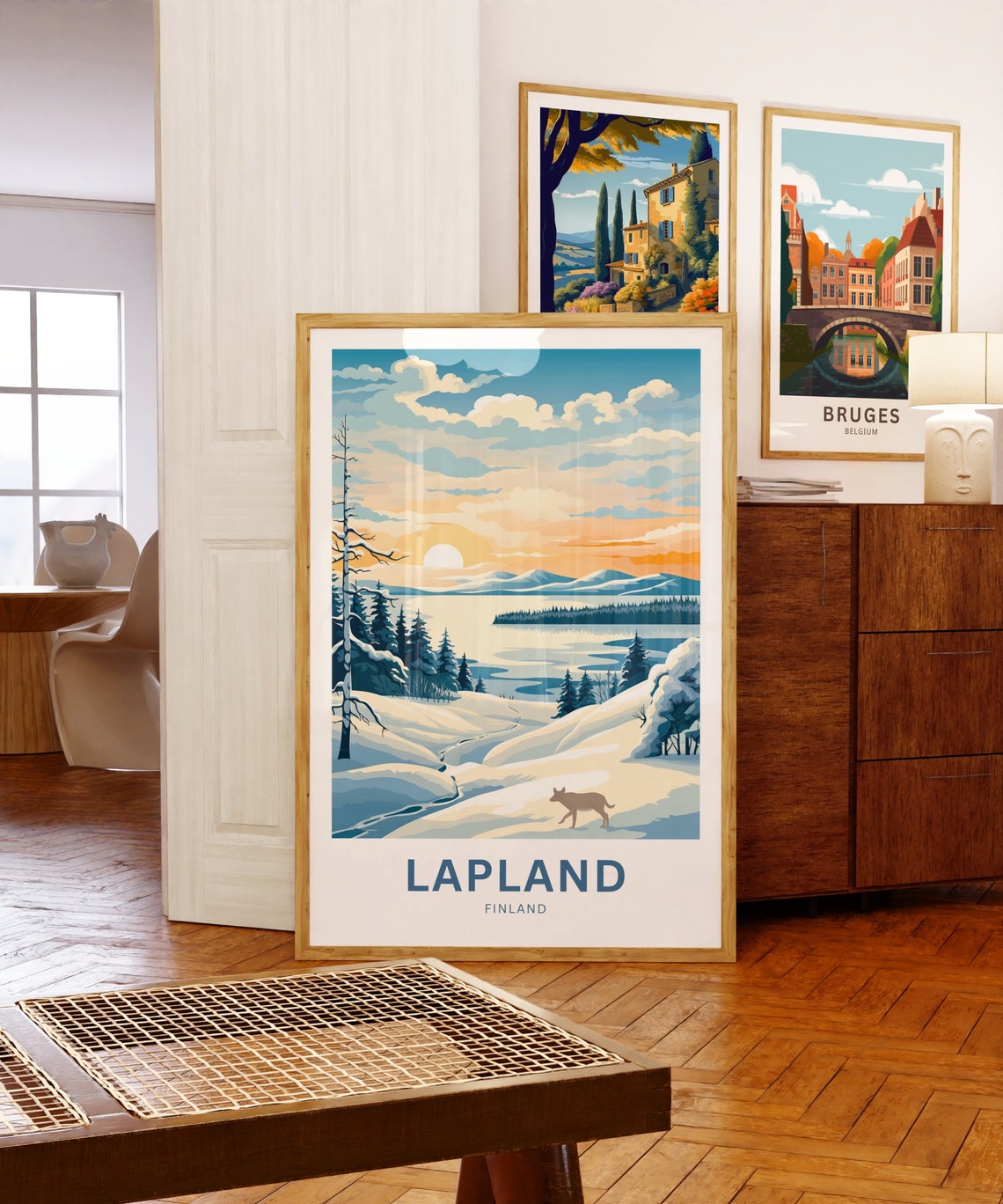 Personalized Lapland Finland Wolf Snowy Sunset Custom Text Poster - Image 5