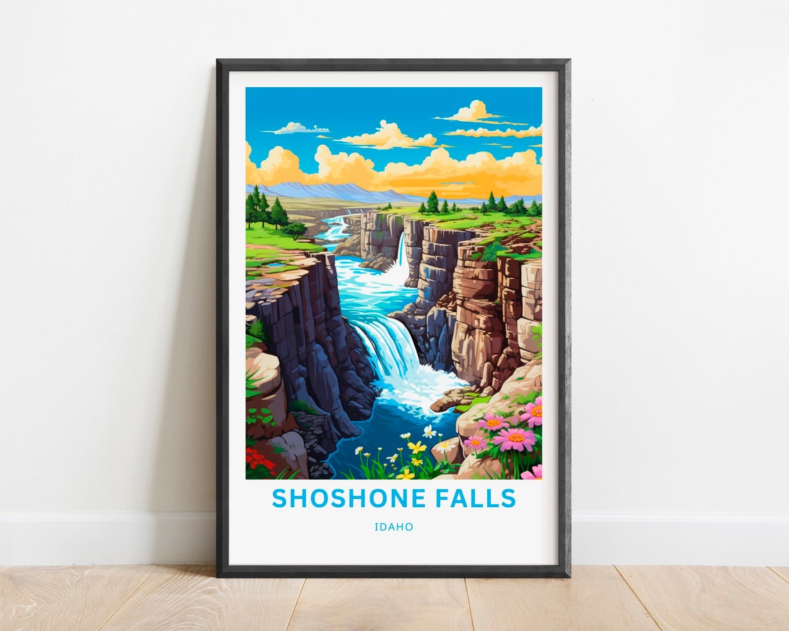 Shoshone Falls Idaho Canyon Waterfall River Gorge Travel Poster