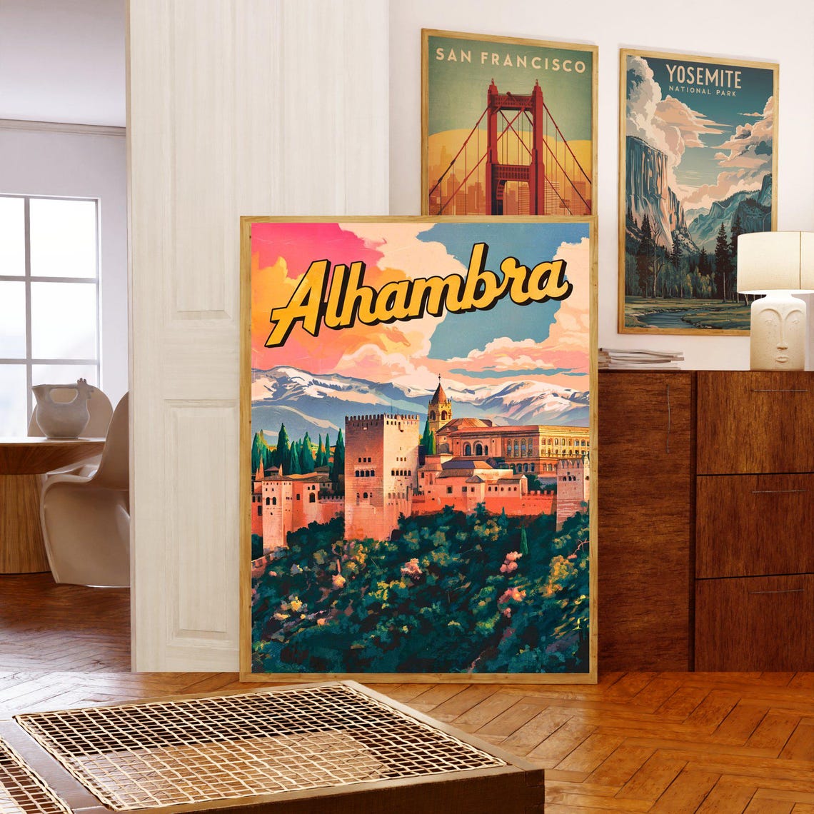 Alhambra Spain Travel Poster Moorish Palace Mountains Vintage Artwork - Image 5