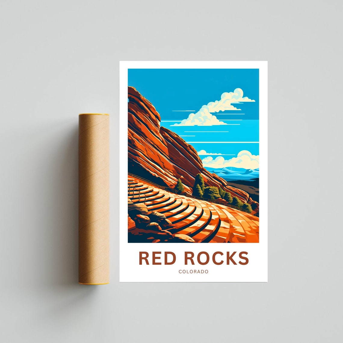Red Rocks Colorado Amphitheatre Sandstone Seating Travel Poster - Image 4