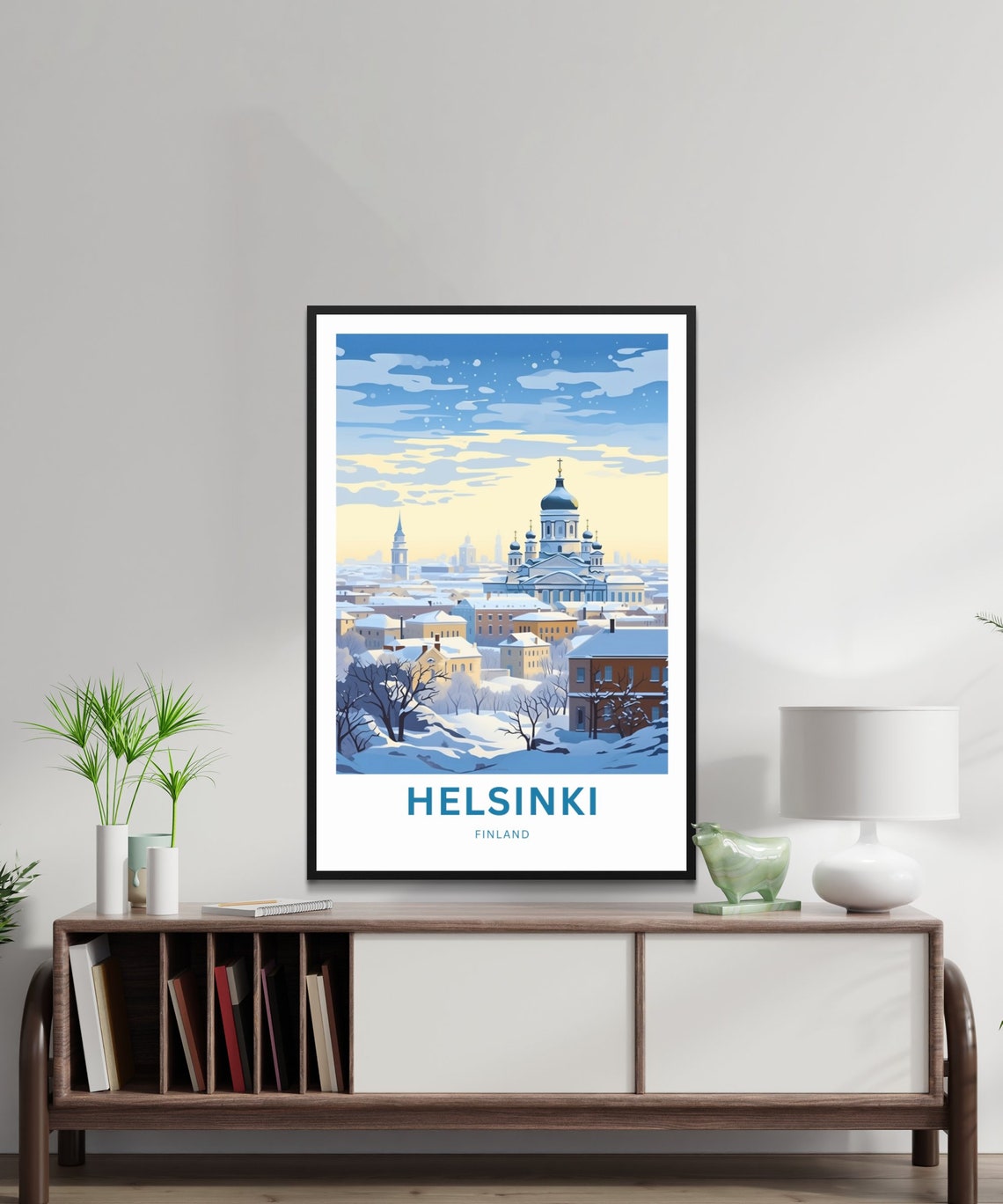 Helsinki Finland Snow Covered Rooftops Winter City Panorama Poster - Image 2