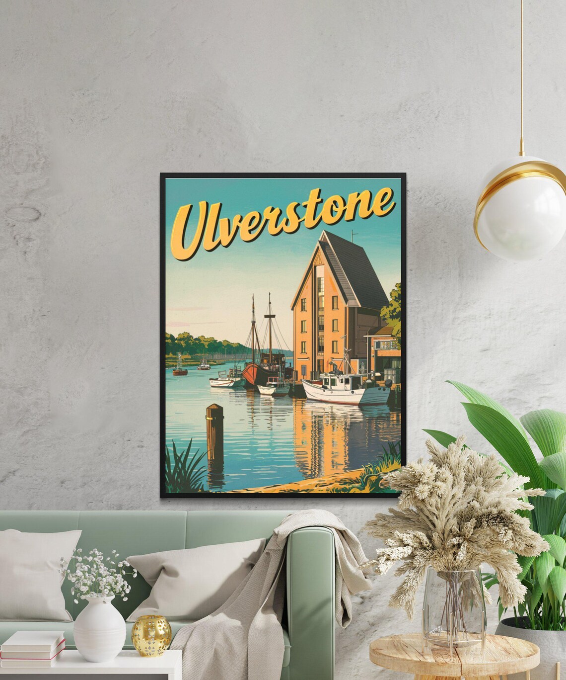 Ulverstone Harbor Vintage Boats Warehouse Waterfront Travel Poster - Image 2