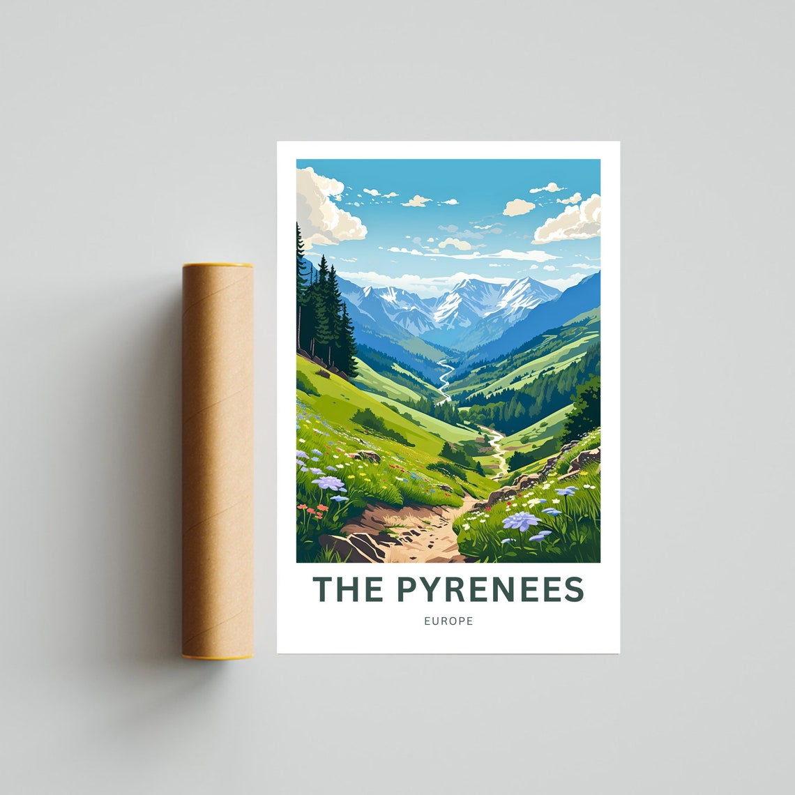 Personalized The Pyrenees Alpine Valley Flower Meadow Gift Poster - Image 4