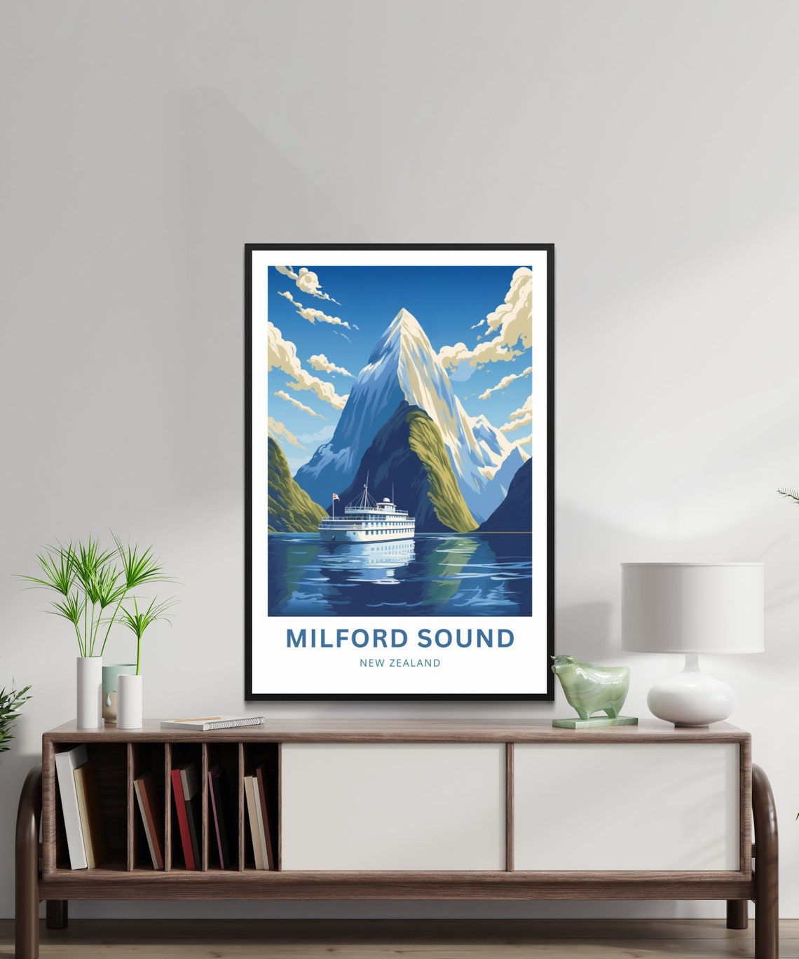 Milford Sound Travel Print Milford Sound Poster New Zealand Wall Art Framed Present Gift New Zealand Present - Image 2
