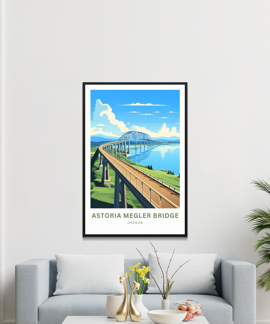 Astoria Megler Bridge Oregon Long Curving Columbia River Travel Poster - Image 3