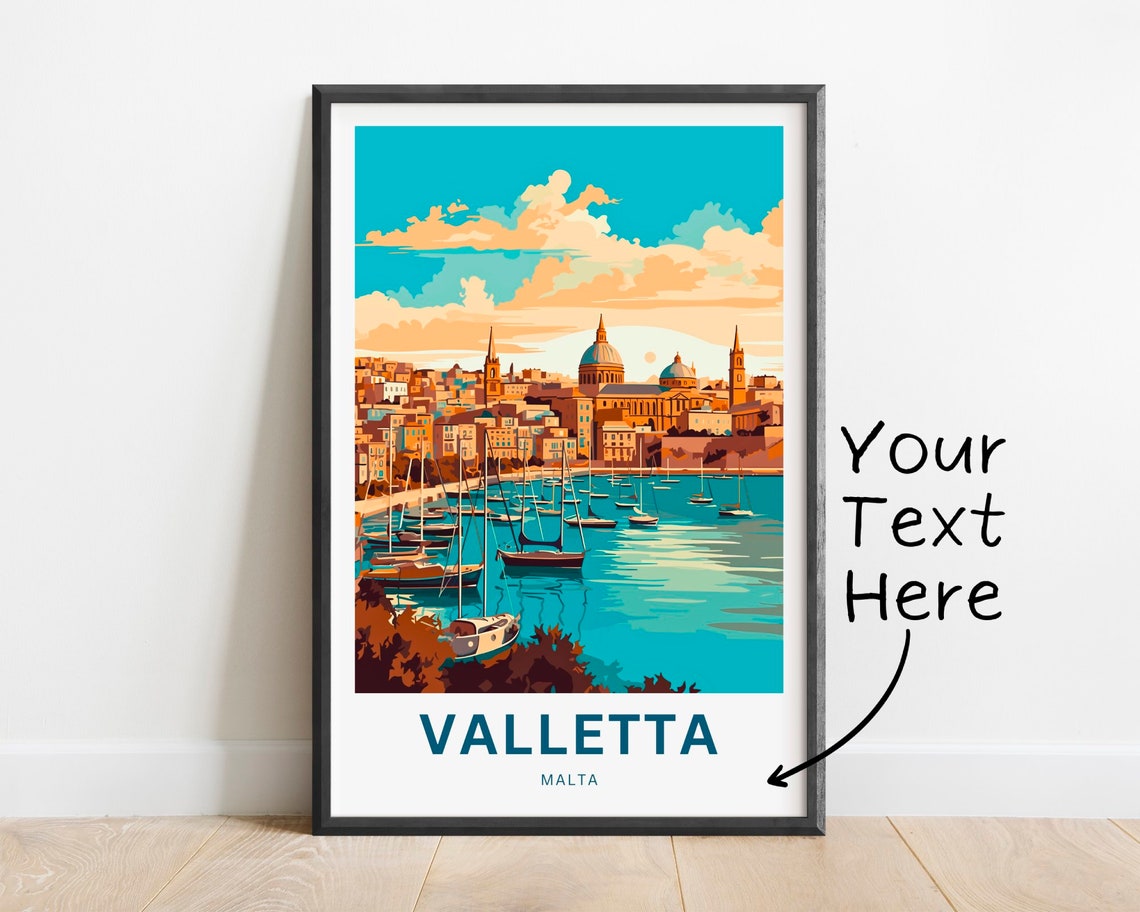 Personalized Valletta Malta Marina Sailboats Harbor View Poster