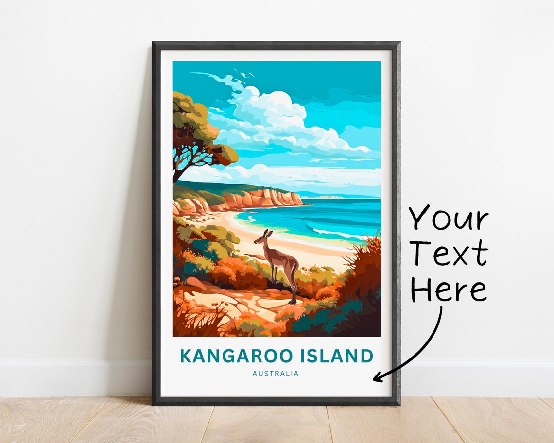 Personalized Kangaroo Island Travel Print Kangaroo Island Poster Australia Wall Art Framed Present Gift Australia Present