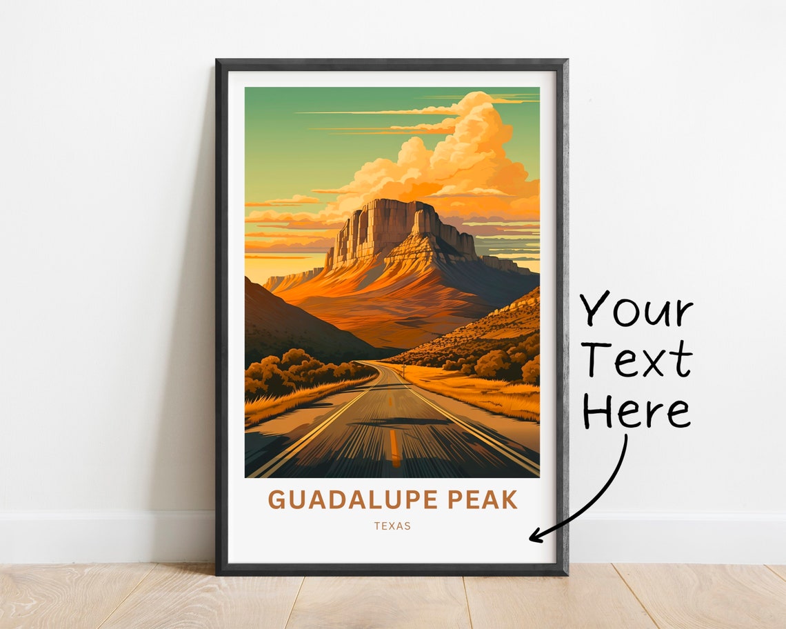 Personalized Guadalupe Peak Texas Desert Road Custom Text Poster
