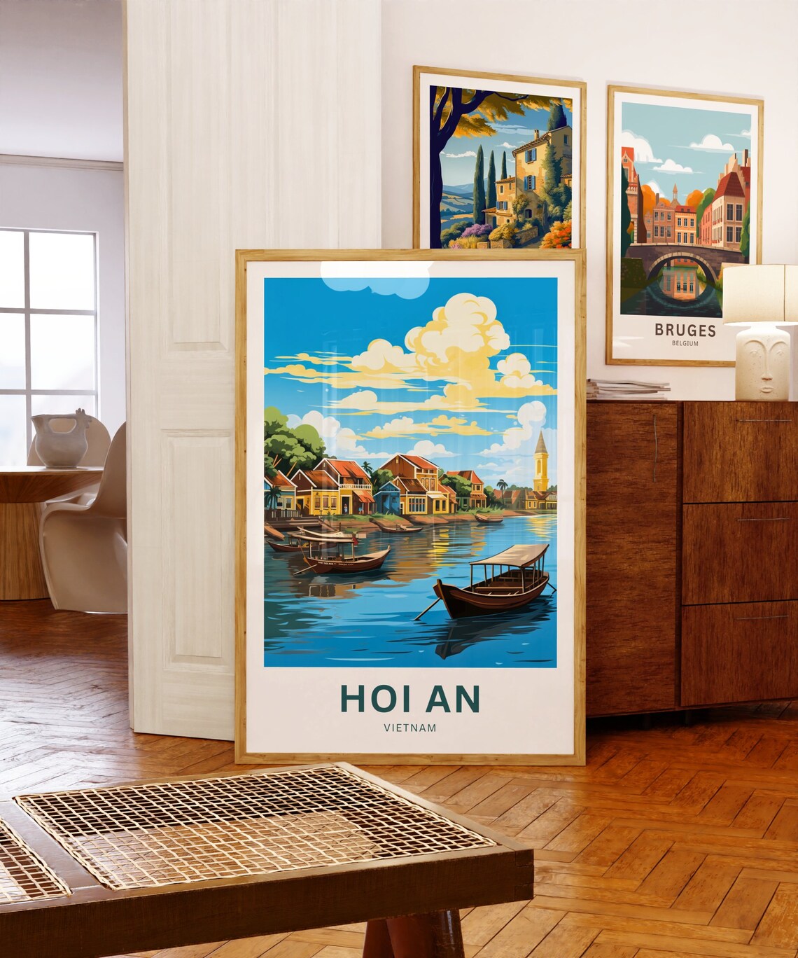 Hoi An Vietnam Riverside Boats Old Town Personalized Travel Poster - Image 5