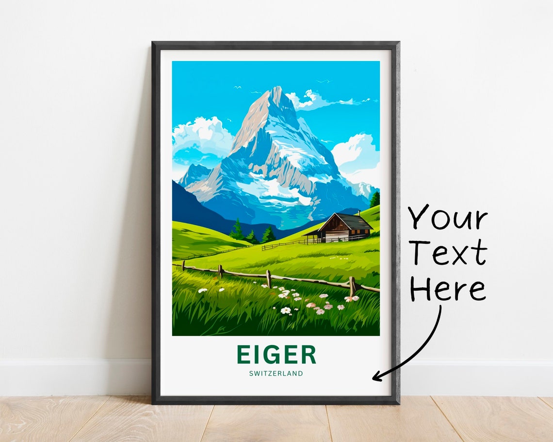 Personalized Eiger Switzerland Summer Meadow Chalet Scene Poster