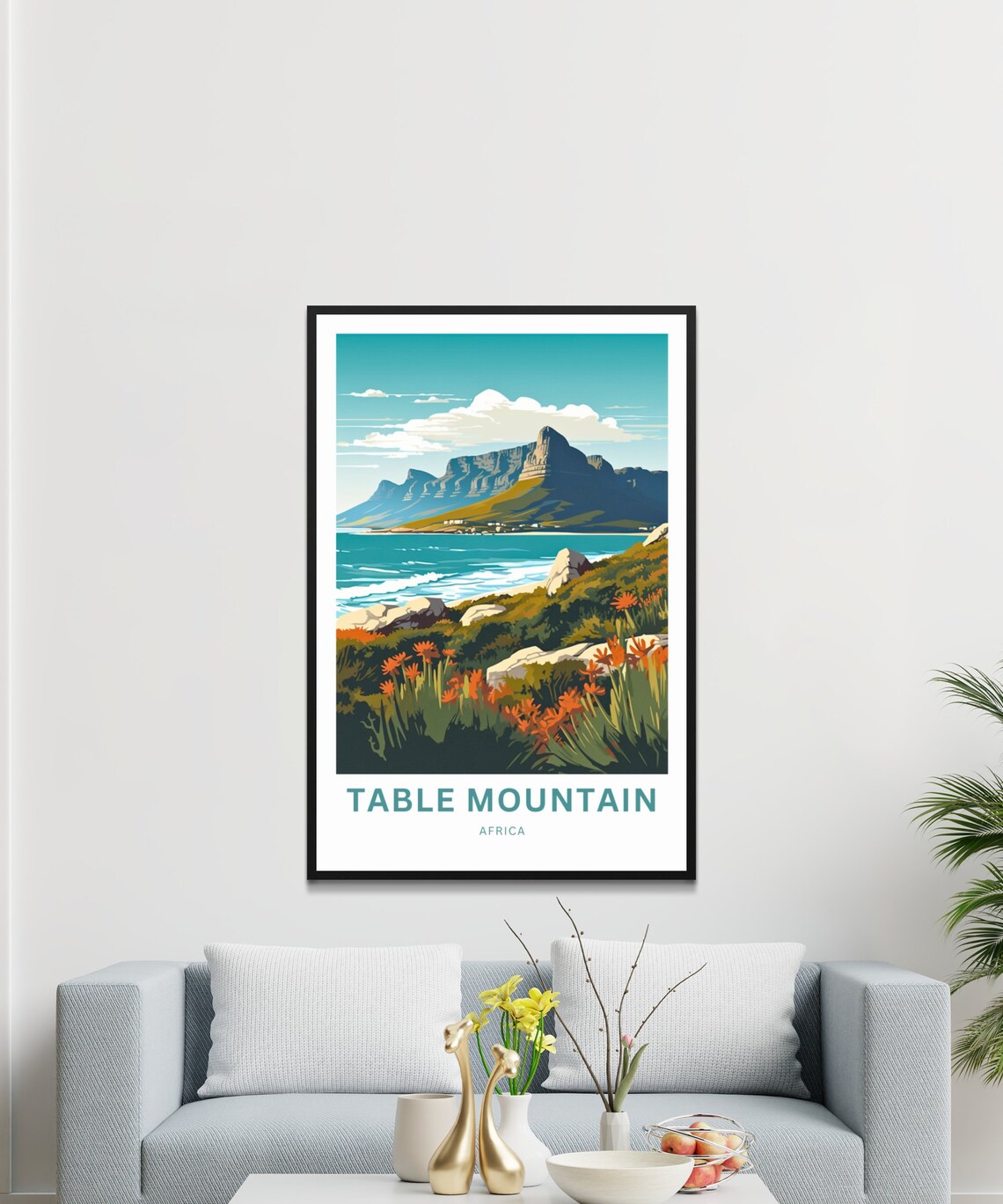 Table Mountain South Africa Coastal Wildflowers Scenic Travel Poster - Image 3