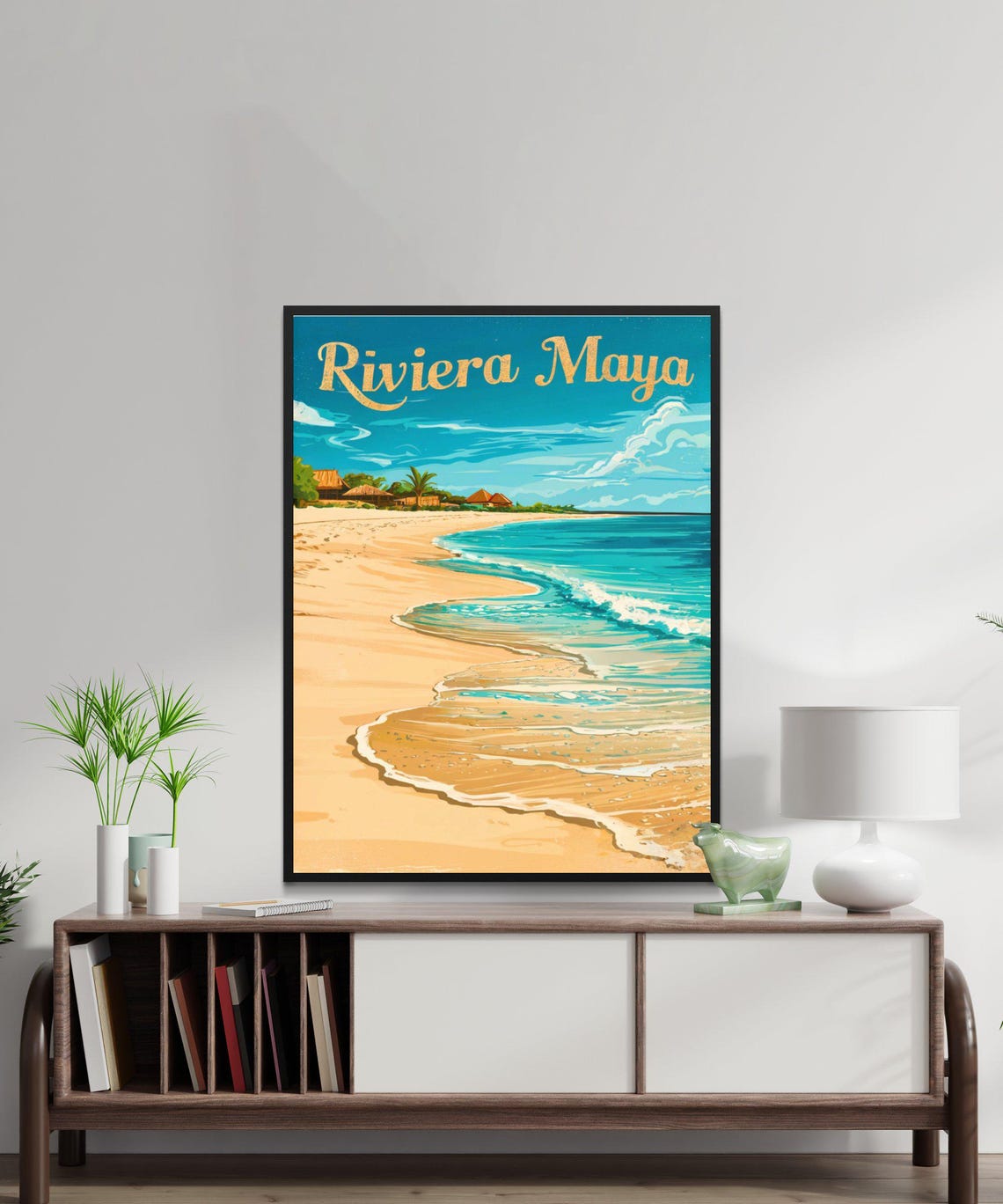 Riviera Maya Vintage Beach Huts Caribbean Coast Mexico Travel Poster - Image 3